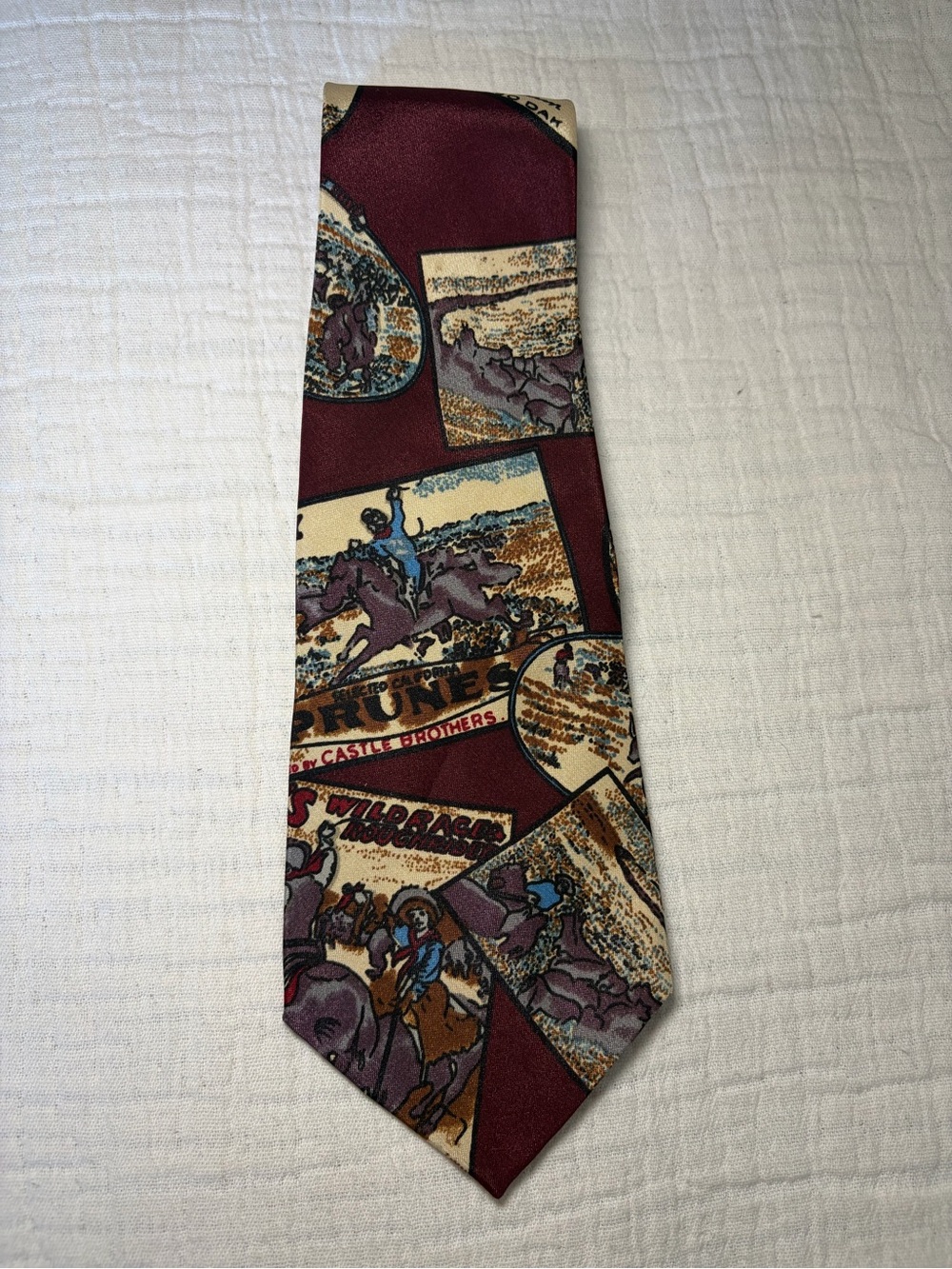 Vintage INCONITO Cowboy Rodeo Novelty Tie Western Bronco Print - Picture 2 of 3